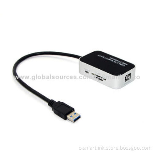 2-in-1 USB3.0 Hubs with 3 Hubs Port and 1 Ethernet Port, Speed of 5Gbps, 100/1,000Mbps